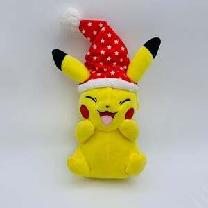 Pokémon Christmas Pikachu Plush, Holiday Santa Hat Star Pattern